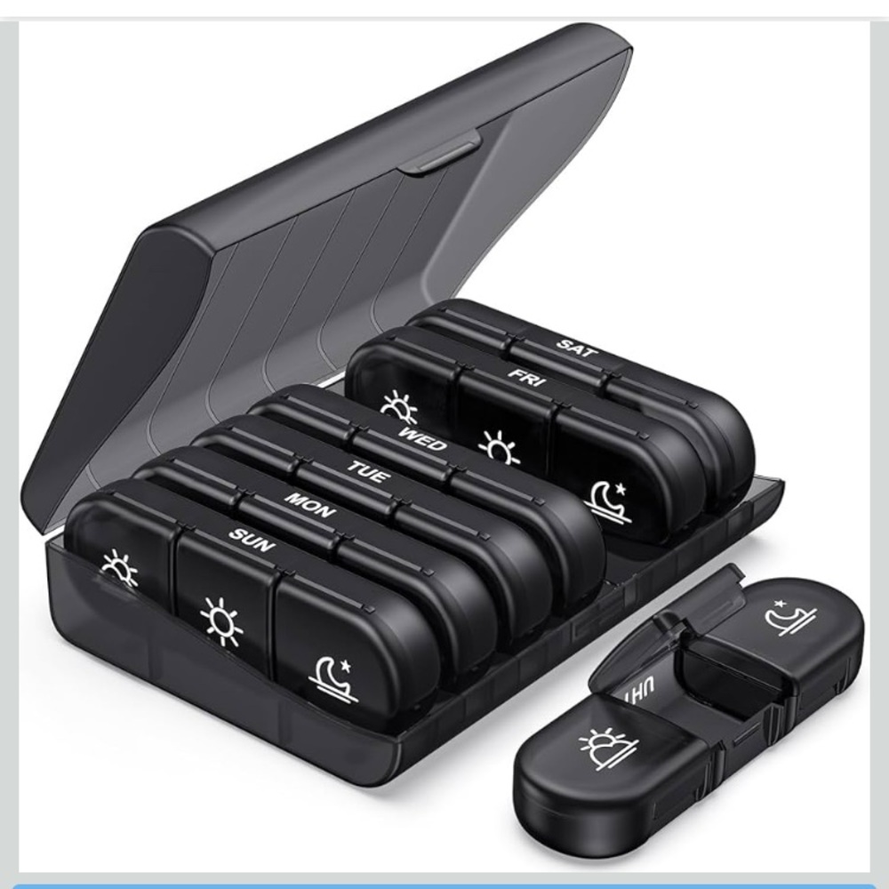 BPA Free 3x/day Weekly Pill / Craft Organizer & case, durable travel light-proof